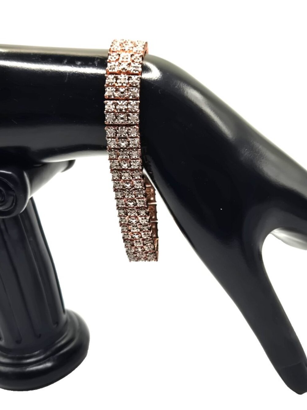 FAS THAI Rose Gold Tone Multi-Row Cubic Zirconia Tennis Bracelet